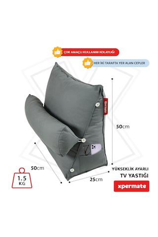 Xpermate Sırt, Bel, Boyun Destekli TV Okuma Yastığı Ameliyat Sonrası Antrasit