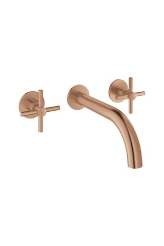 Grohe Atrio 20661DL0 Sıva Üstü Grubu 3 Delikli Duvardan Ankastre Lavabo Bataryası Fırçalı Bakır