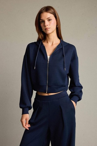 Defacto Kapüşonlu Modal Fermuarlı Sweatshirt G2915ax25aunv245 Lacivert
