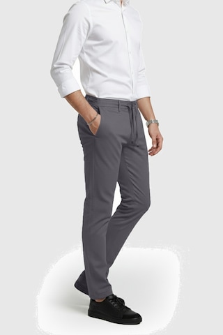 Deepsea Erkek Füme Likralı Gofre Kumaş Beli Lastikli İpli Slim Fit Günlük Pantolon 2600650 Füme