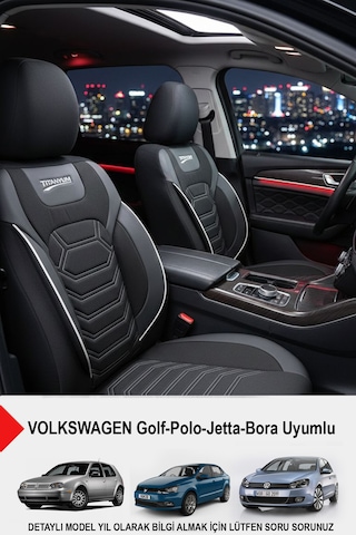 Titanyum Serisi Lüks Keten Üniversal Oto Koltuk Kılıfı Volkswagen Bora-golf-jetta-polo Uyumlu Beyaz