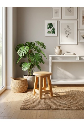 Ahşap Tabure 35 Cm Şık Ve Dayanıklı Natural