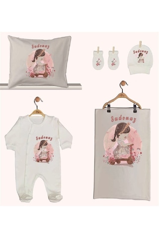 Pia Baby Gl 1940-02 İsme Özel Beşli Tulum Set Krem