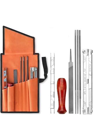 Kangvka 13 Parça Portatif Zincir Testere Sıvama Seti - Ahşap İşleri İçin Hassas Ve Verimli Çelik Fileler, Turuncu Çanta İle Taşınabilir