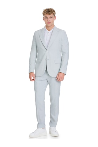 Hatemoğlu Mavi Slim Fit Sivri Yaka Keten Takım Elbise 33715 Mavi