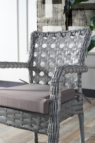 Evdemo Ayaz 2 Kişilik Rattan Bahçe Balkon Mutfak Masa Takımı Açık Gri Açık Gri