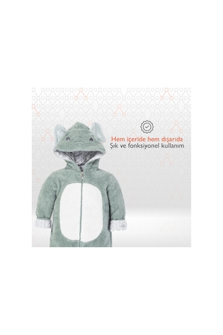 Gezenbebe Hero Kahraman Kapüşonlu Welsoft Bebek Tulum Gri