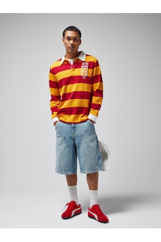 Gsstore X Midground Erkek Polo Sweatshirt E251207 Sarı - Kırmızı