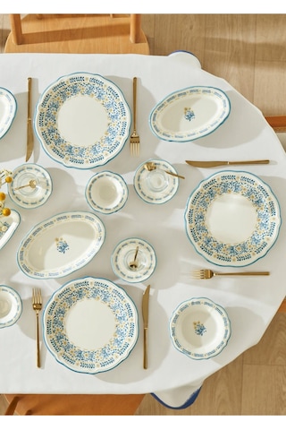 Bella Maison Liana Stoneware 26 Parça 6 Kişilik Kahvaltı Takımı Mavi Mavi