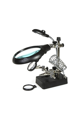 electroon 16129C Masa Üstü Ledli Mini Büyüteç Havya Stand PCB Tutucu