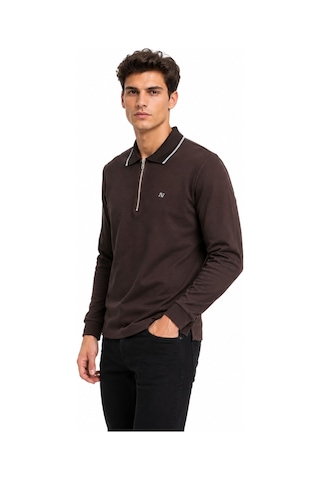 Advante Erkek Mevsimlik Spor Polo Yaka Fermuarlı Sweatshırt Bgl-st05468 Kahve