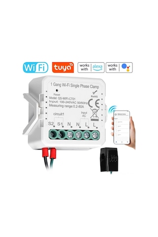 Pazly Akıllı Wifi Kontrollü 80a Çift Yönlü Güç Ölçer - Enerji Takibi Ve Zamanlayıcı