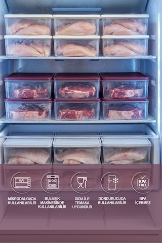 Selka Home 2 Adet 4 Lt. Nora  Organizer Buzdolabı Buzluk Düzenleyici Saklama Kabı