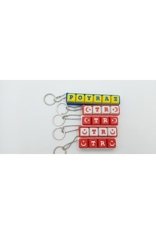 İsme Özel Clicker Anahtarlık Dört Harf Çok Renkli