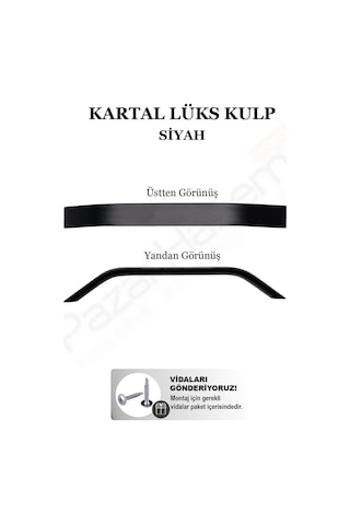 128 Mm Kartal Lüks Mobilya Kulpu - Beyaz Ve Krom Çekmece/dolap Kulpu 1 Adet + Montaj Vidaları Siyah