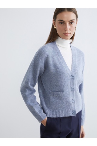 Lcw Comfort Mavi V Yaka Kadın Triko Hırka