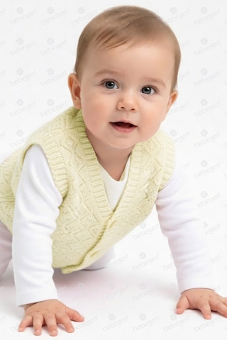 Bebegen Triko Krem Bebek Yelek Çok Renkli
