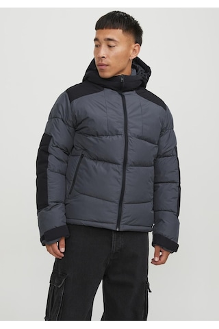 Jack & Jones Suya Dayanıklık Kapüşonlu Puffer Mont - Otis 12239001 Asphalt Bej