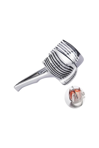 Domates Dilimleyici Sebze Kesici Yuvarlak Limon Yumurta Dilimleme Aleti Çok Amaçlı El Tipi Meyve Maşaları Soğan Tutucu 304 Paslanmaz Çelik