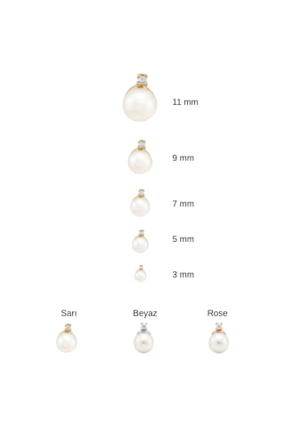 Dört Tırnaklı Pırlantalı 0,17 Karat İnci Küpe 11 Mm Sarı