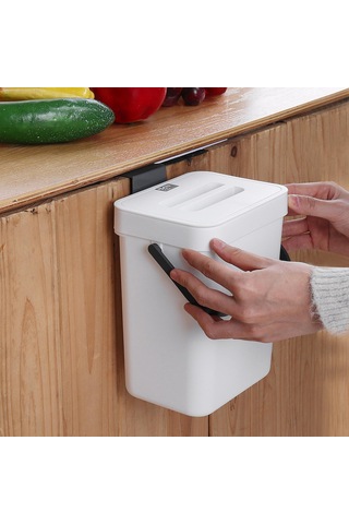 Suntek Modern Atık Çöp Kutusu Duvara Monte Ofis Mutfak Kapağı Beyaz 3l Beyaz