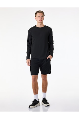 Koton Regular Fit Bisiklet Yaka Uzun Kollu Basic Spor Tişört Siyah 6sam10119nk
