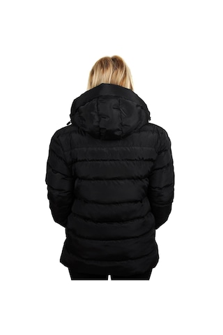 Spor Kadın Polarlı Kürklü Kapüşonlu Su Geçirmez Rüzgara Dayanıklı Şişme Mont Parka-104 Siyah