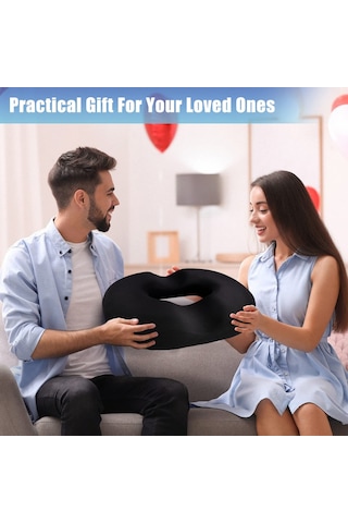 Geeksen "yüksek Yoğunluklu Hafıza Köpüklü Donat Yastık - Hemoroid, Bel Ve Kuyruk Sokumu Ağrısı İçin Rahat Oturma Pedi Siyah " Siyah