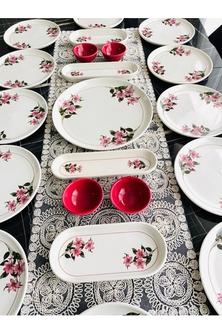 Kar Çiçek 12 Kişilik 21 Parça Kahvaltı Takımı Vişne Çürüğü