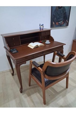 Çalışma Masa 90660 Klasik Takım Dilimli Sandaly Lüks Klasik Ceviz Renk Model Kahverengi