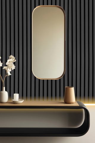 Mdf Ahşap Akustik Duvar Paneli 60x275 Cm - Antrasit 60x275