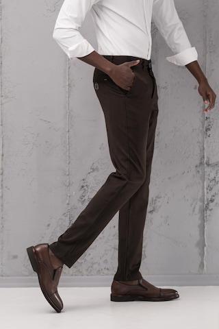 Slimfit Pamuklu Likralı Esnek Mevsimlik Kumaş Pantolon Kahverengi