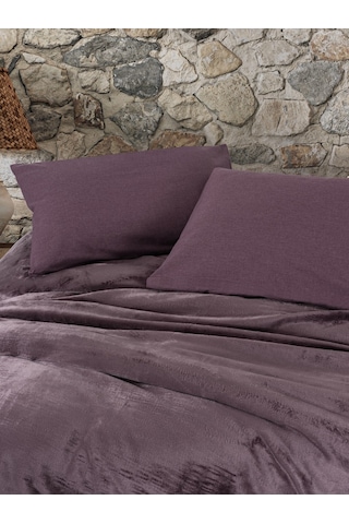 Cotton Box Velvet Çift Kişilik Nevresim Takımı Flossy Mürdüm