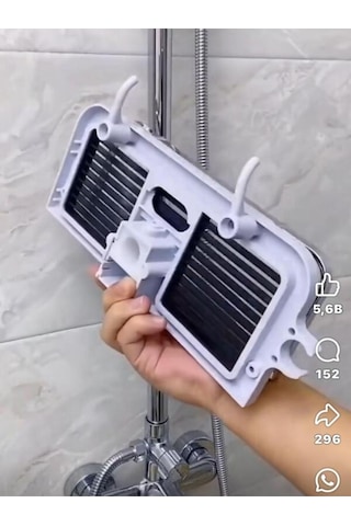 Beyaz Robot Sürgülü Duş Sabunluğu Organizer Beyaz