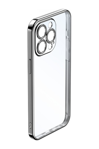 Apple iPhone Uyumlu 13 Pro Max Elektrokaplama Ve Kamera Koruyuculu Mat Silikon Kılıf Şeffaf Siyah - 586445732 Siyah
