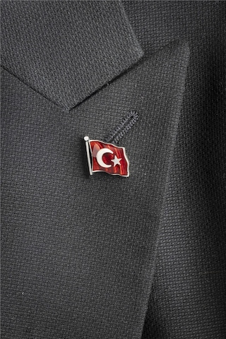 Mineli Türk Bayrağı Gümüş Rozet -5874 Gümüş