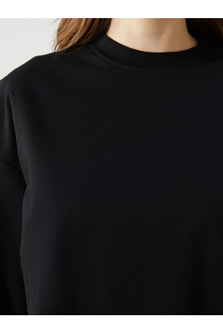 Lcw Modest Siyah Bisiklet Yaka Oversize Kadın Tesettür Sweatshirt