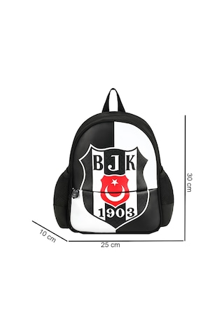 Beşiktaş 2 Bölmeli 1903 Logo Baskılı Suni Deri Anaokulu Çantası + Beslenme Çantası 2 Li Set Siyah