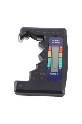 Vkemall Siyah Dijital Pil Test Cihazı - C/d/9v/aa/aaa/1.5v Li-pil Göstergesi, Lcd Ekranlı Pil Gücü Tespit Aleti