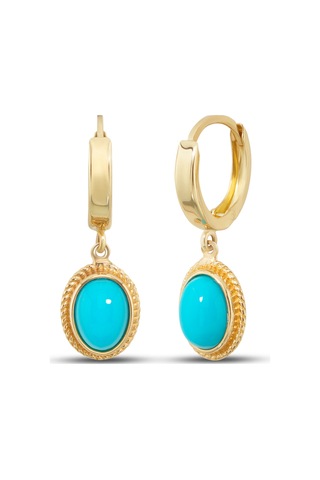 Debora Jewelry 14 Ayar Altın Firuze Taşlı Halka Küpe Debora Jewelry 14 Ayar Altın Firuze Taşlı Halka Küpe