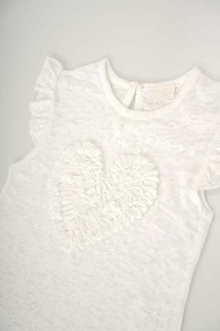 Kız Bebek Kalp Desenli Kol Modelli Pamuk Tişört Ekru