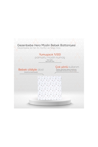 Gezenbebe Hero Müslin Bebek Battaniye 120x120 Bej