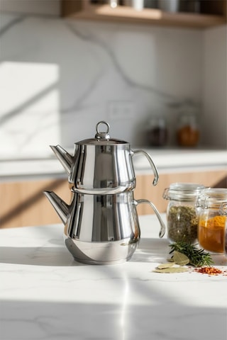 Yunusoğlu Home Aletta Büyük Boy Çelik Çaydanlık Metal Kulp Aile Boy Inox