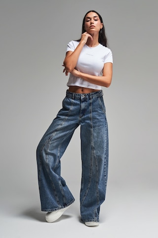 Itsbasic Kadın T.kot Rengi Palazzo Fit Tasarım Denim Jean Kırmızı