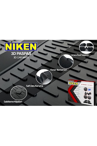 Volkswagen Passat B8 Havuzlu 3D Paspas Niken Siyah 2015 Sonrası