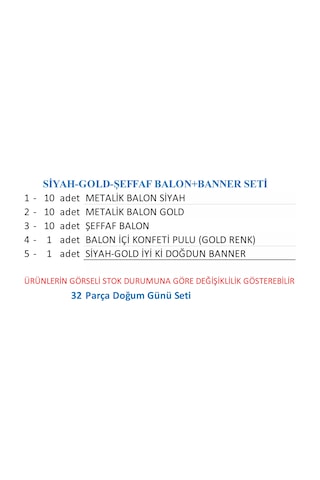 Siyah-gold-şeffaf Balon+banner Seti