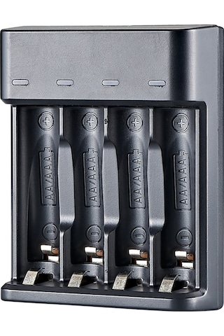 Yaozixa Siyah 4-hücreli Akıllı Şarj Cihazı, Aa/aaa Ni-mh Pil İçin, 500ma Hızlı Şarj, Tam Doldurma Işığı, Usb Plug&play