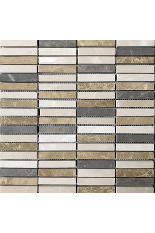 Doğaltaş 30,5X30Cm Mermer Mix Mutfak Tezgah Arası Fileli Cilalı