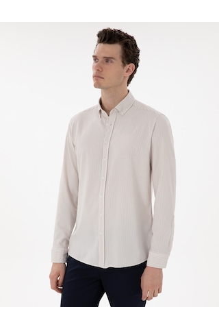 Pierre Cardin Erkek Bej Gömlek Desenli 50301583-vr011 Bej