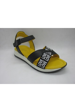 Piarmoni 494 Siyah Deri,anatomik Taban Sandalet 31-36 Siyah